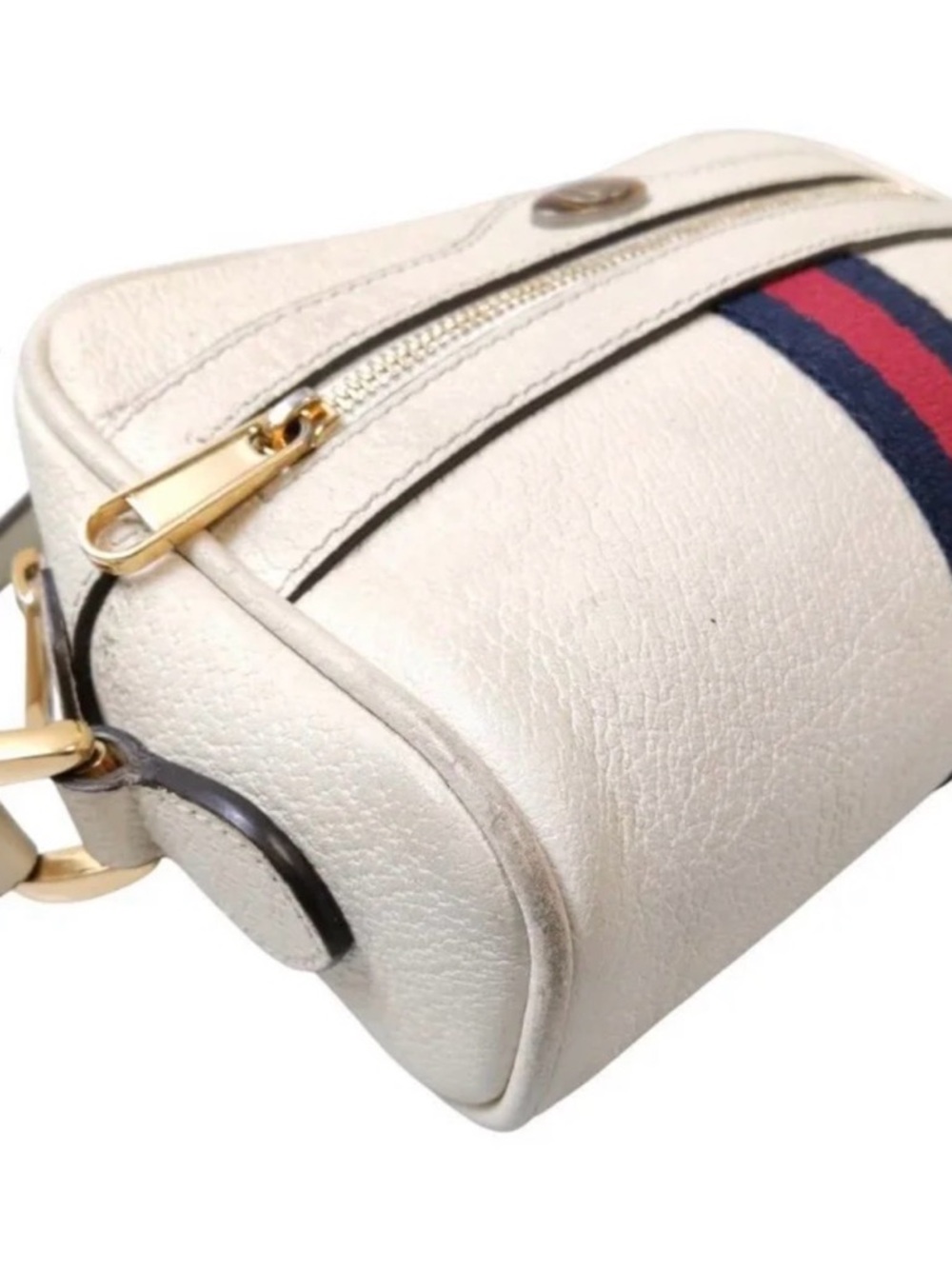 Gucci white Cream Leather crossbody bag with Signature Red and Blue Web Stripe - Picture 5 of 7